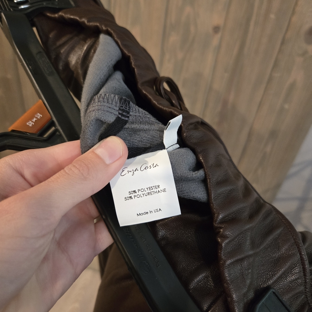 Enza Costa Vegan Leather Joggers - Picture 4 of 5